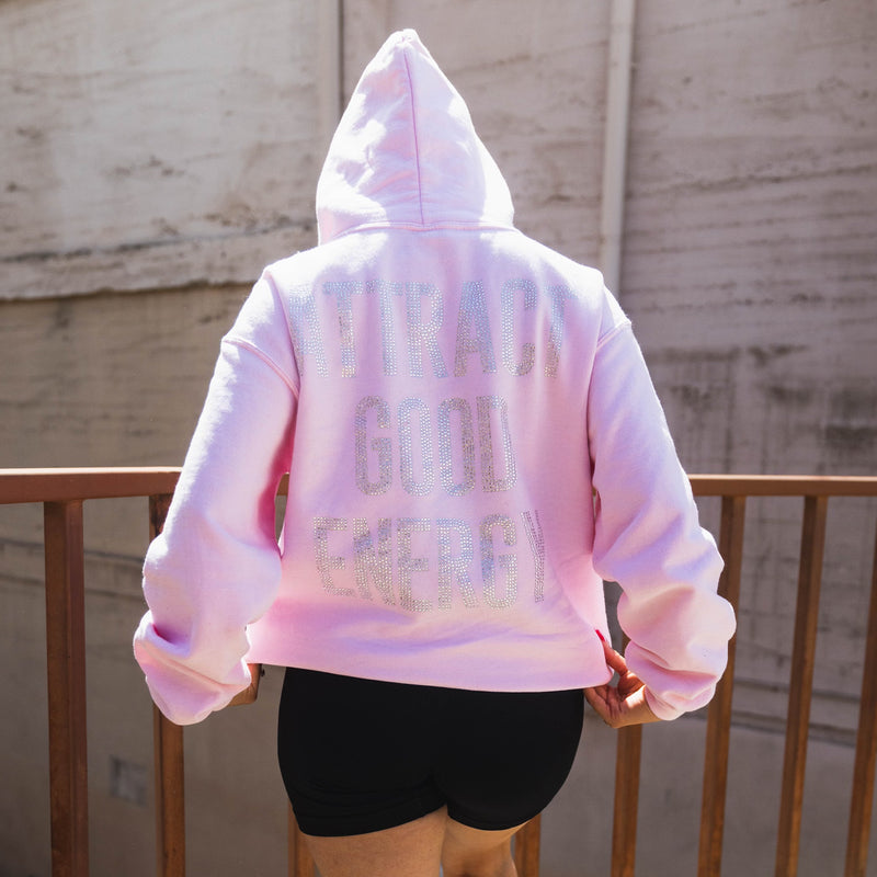 Attract Good Energy Hoodie - Light Pink