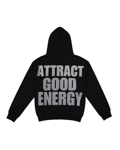 Attract Good Energy Vol. 3 Rhinestones Black Hoodie