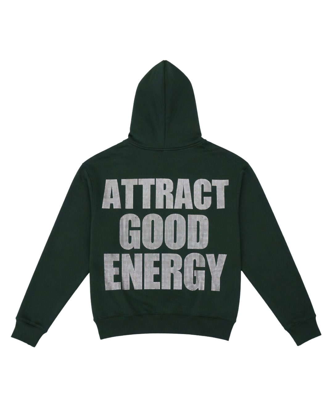 Attract Good Energy Vol. 3 Rhinestones Forest Green Hoodie