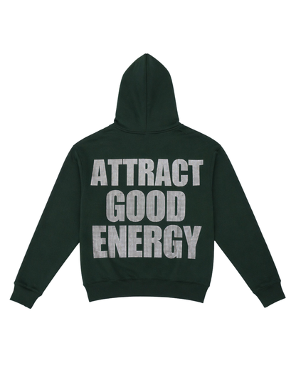 Attract Good Energy Vol. 3 Rhinestones Forest Green Hoodie