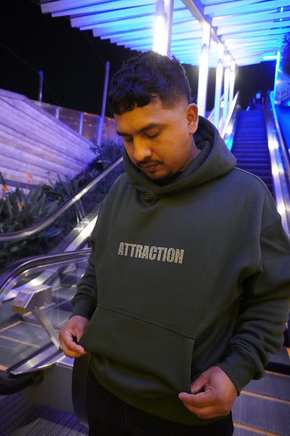 Attract Good Energy Vol. 3 Rhinestones Forest Green Hoodie