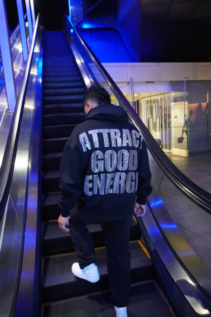 Attract Good Energy Vol. 3 Rhinestones Black Hoodie