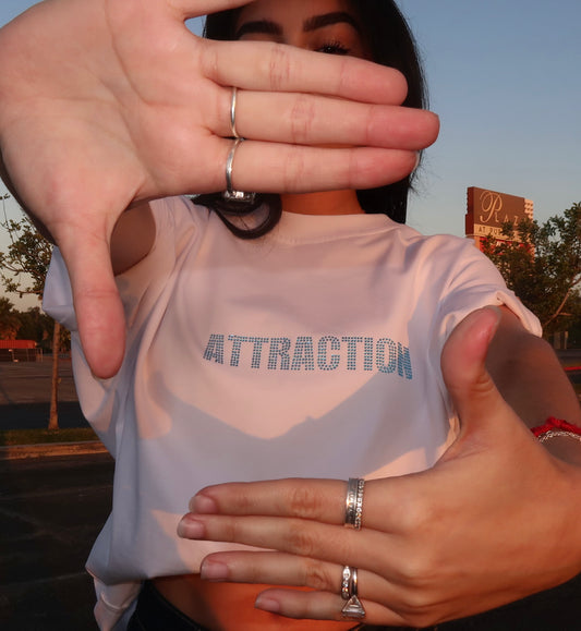 Teal Attract Good Energy Rhinestone Tee