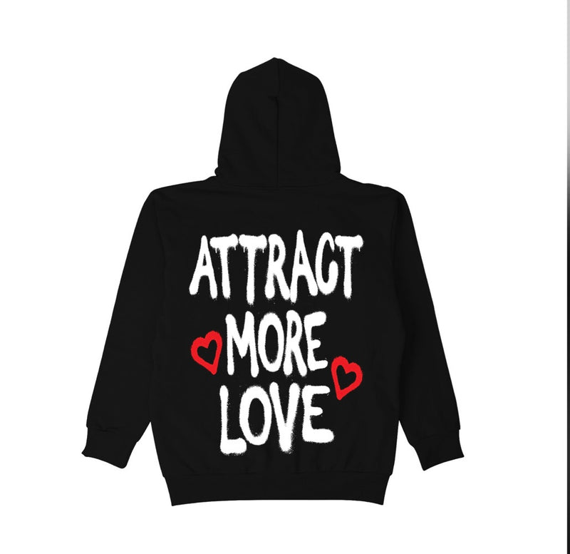 Black Attract More Love Hoodie